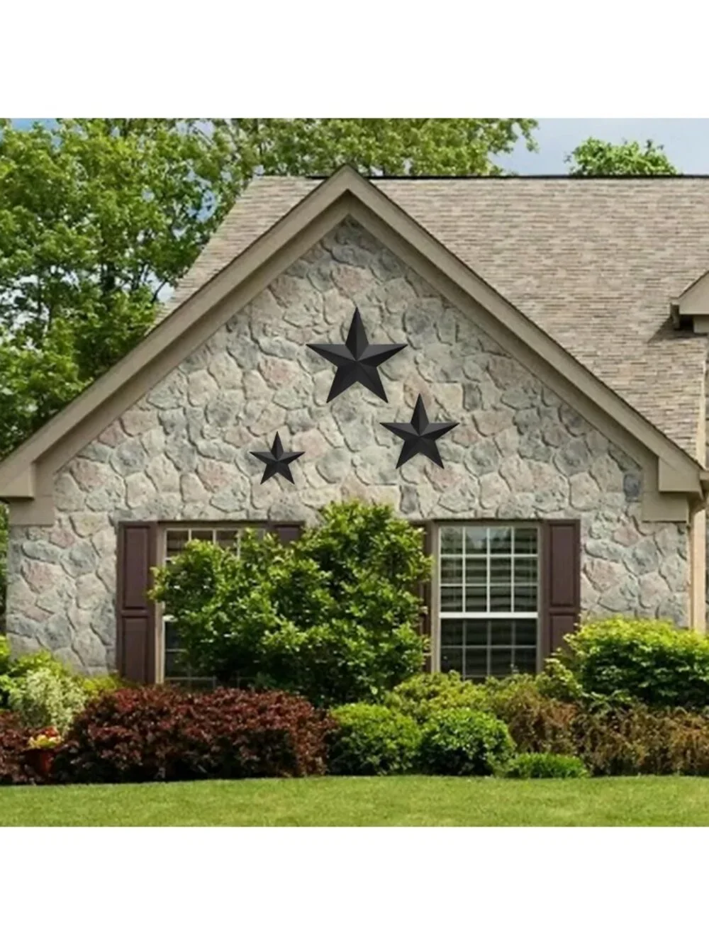 Rustic Black Barn Star Wall Decor Set - 3 Metal Stars for Farmhouse